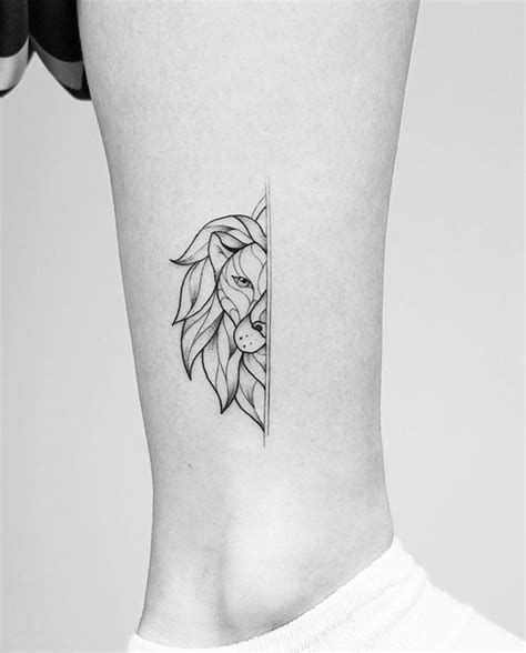 black and grey lion tattoo|minimalist lion tattoo.